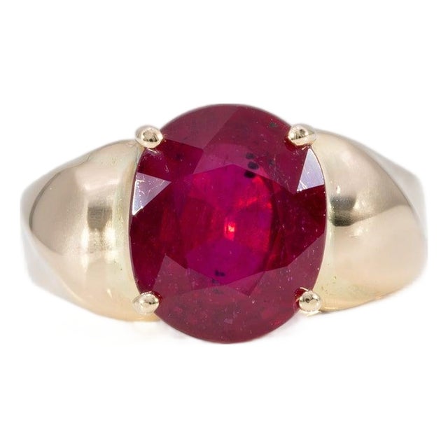 5.8Ct Madagascar Ruby Estate Ring in Solid 14k Gold – Oval, 11x9mm, Size 6.75 For Sale