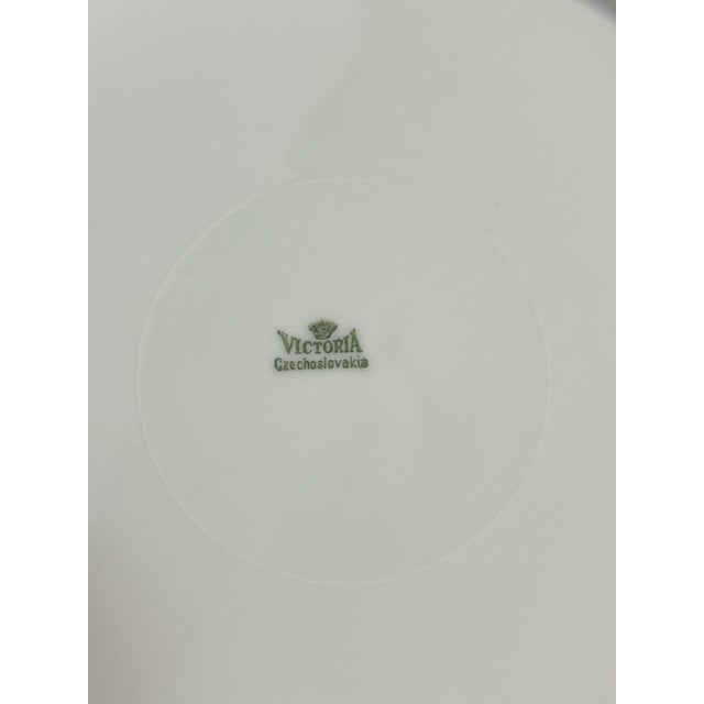 Vintage Victoria Czechoslovakia Floral Design Porcelain Dinner Plates- Set of 5 For Sale - Image 12 of 12