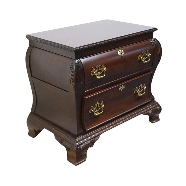 Century Furniture Century Furniture Solid Mahogany Traditional Style 32" Two Drawer Bombe Nightstand For Sale - Image 4 of 10