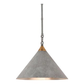 Calder Peak Pendant- Weathered Stone Patina & Hearth Brass- Sculptural Iron Pendant, 15” For Sale