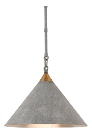 Calder Peak Pendant- Weathered Stone Patina & Hearth Brass- Sculptural Iron Pendant, 15”