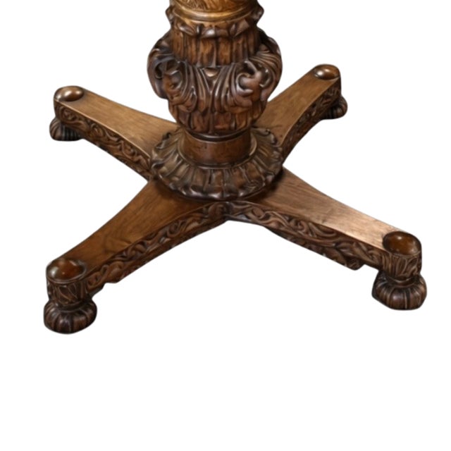 English Nineteenth Century Carved Hardwood Anglo Indian Neoclassical Center Table For Sale - Image 3 of 3