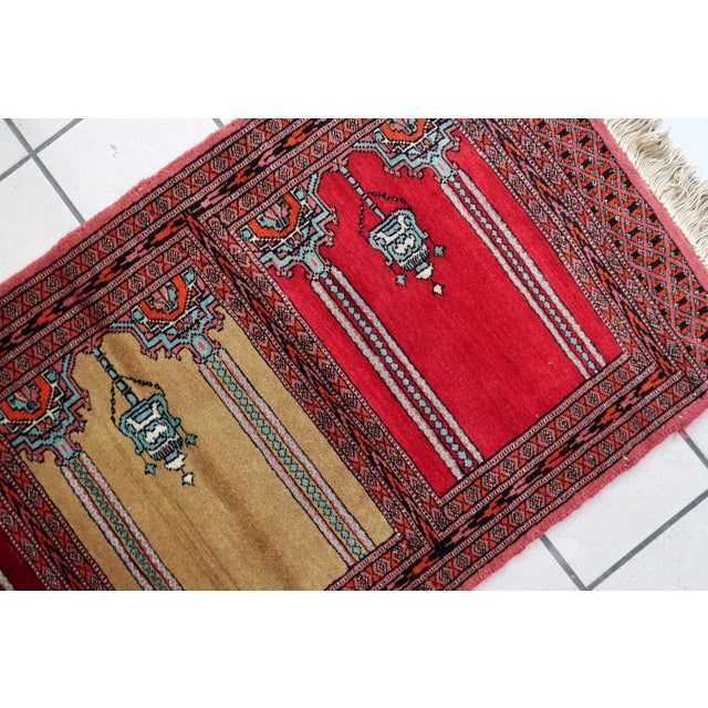 1960s, Vintage Uzbek Bukhara Multi-Niche Prayer Runner 1.1' X 6.1' For Sale - Image 9 of 13