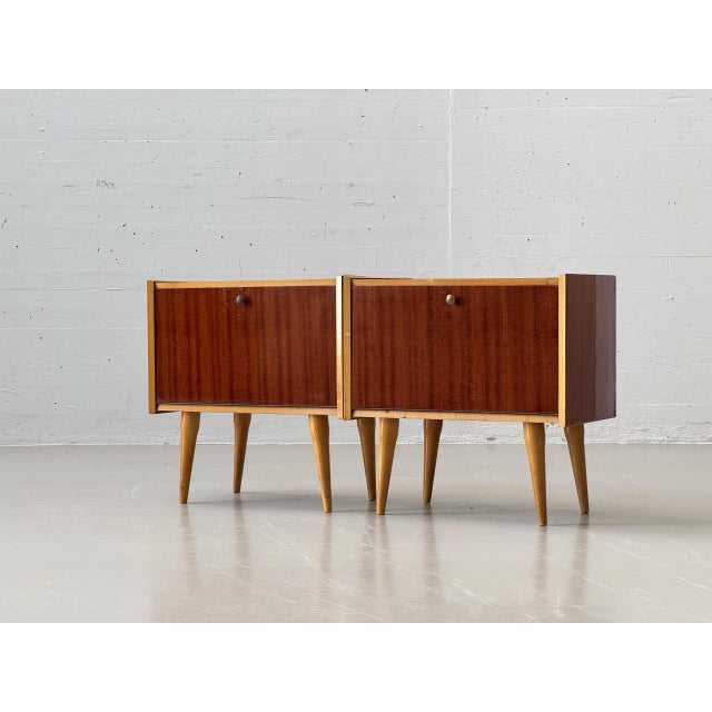 Mid-Century Modern Bedside Table with Drop-Down Door, 1950s For Sale - Image 17 of 17