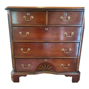 Antique Burlwood Chest of Drawers With Sunrise Inlay