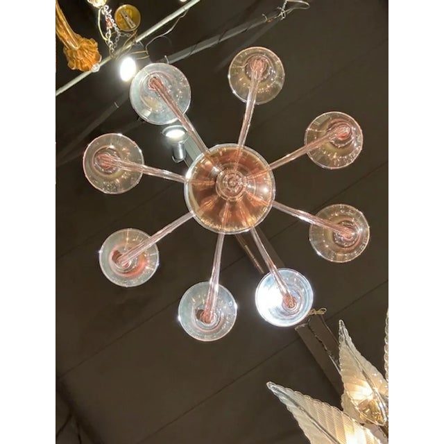 Pink Murano 8-Arm Glass Chandelier For Sale In Dallas - Image 6 of 6