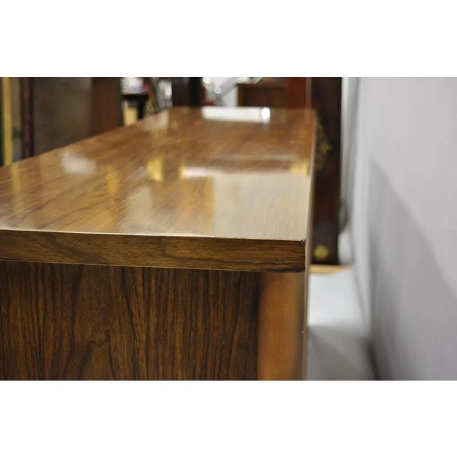 Mid 20th Century Vintage Mid Century Modern Walnut & Chrome 9 Drawer Dresser With Mirror For Sale - Image 9 of 12