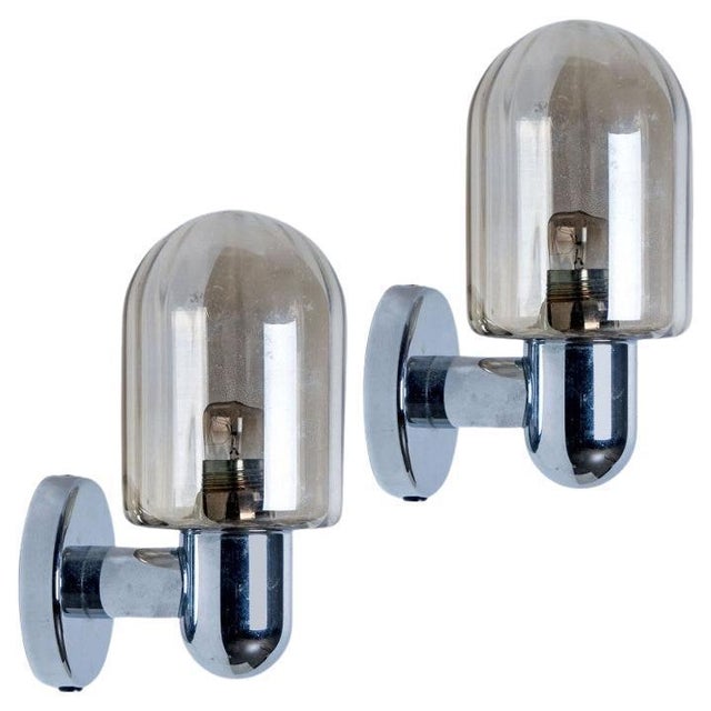 Silver Chrome Wall Lights with Smoked Glass from Markslöjd, Sweden, 1970s, Set of 2 For Sale - Image 14 of 14