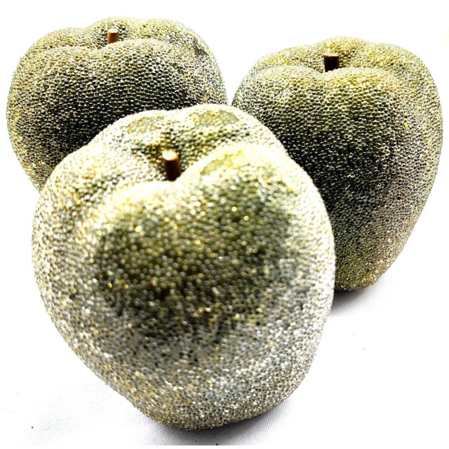 1950s Set of 3 Mid-Century Giant Faux Sugared Green Apples For Sale - Image 5 of 5