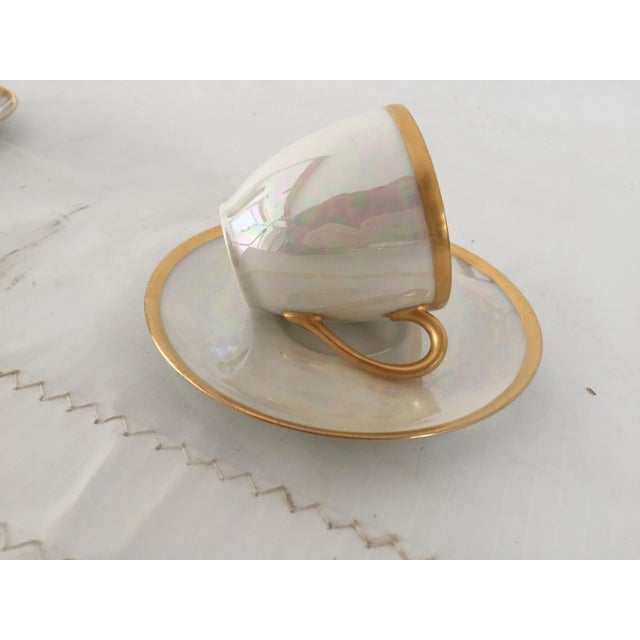 Thomas Vintage Thomas Pearl Luster White/Gilded Rim Demitasse Set - 4 Piece For Sale - Image 4 of 6
