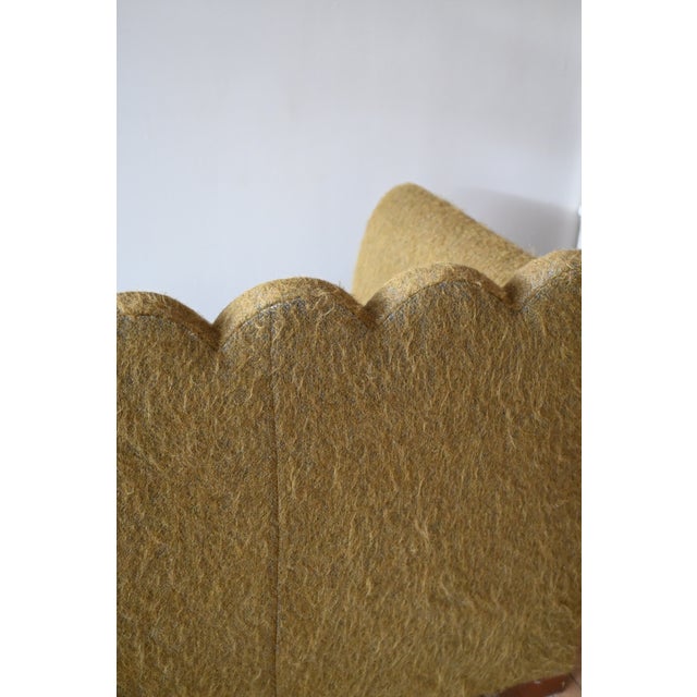Custom Green Scalloped Sofa in Pierre Frey Yeti For Sale In New York - Image 6 of 6