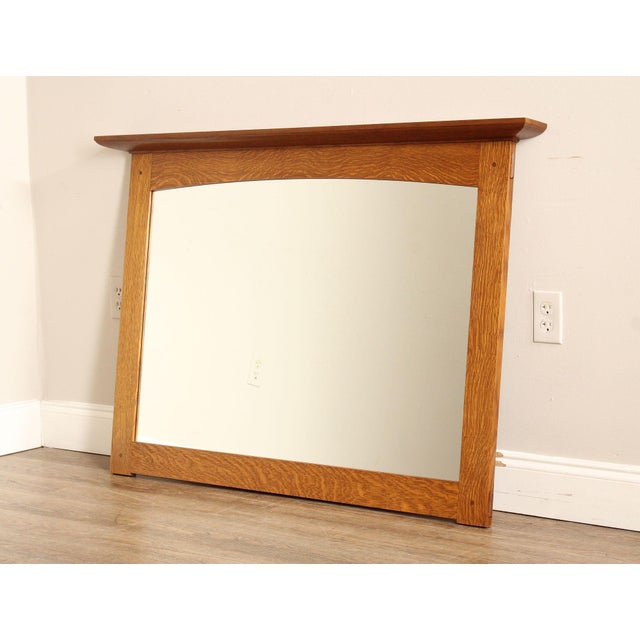 High Quality American Made Solid Oak Wood Frame Wall Mirror, by Stickley