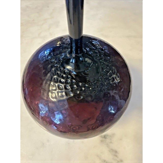 Glass 1960s Large Empoli Amethyst Glass Diamond Optic Statement Snifter Vase For Sale - Image 7 of 9