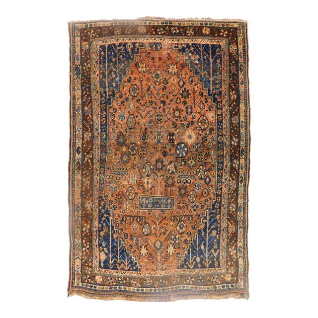 Antique Hand Knotted Persian Rug. 3'7"x 5'7" For Sale