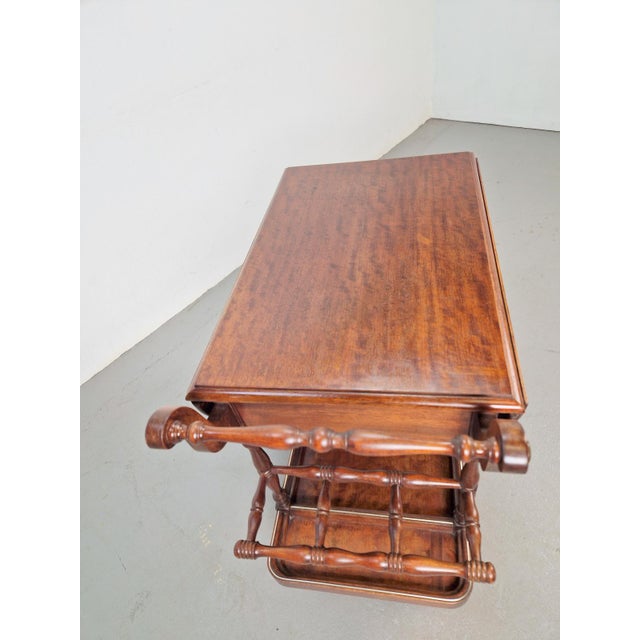 Rustic Vintage Spindle Bar Cart in Wood, France, 1970s For Sale - Image 3 of 15