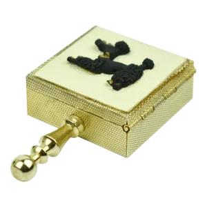 Mid 20th Century Mid Century Modern Gold Metal Poodle Dog Design Pill Box