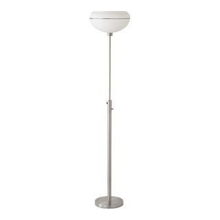 Nova Morelli 71"h Torchiere Floor Lamp in Satin Nickel Steel Body With Oval Lucite Shade, Foot Dimmer, Led Compatible For Sale