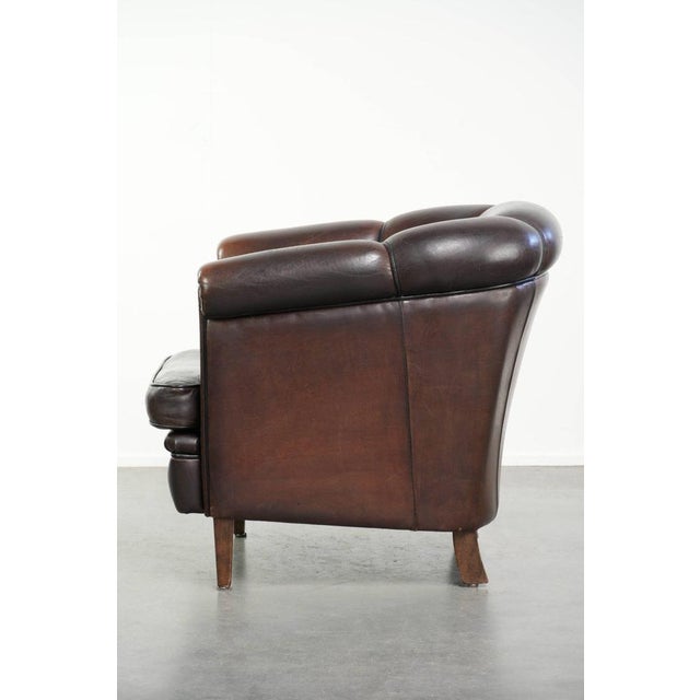 1990s Club Chair in Dark Sheepskin Leather For Sale - Image 5 of 14