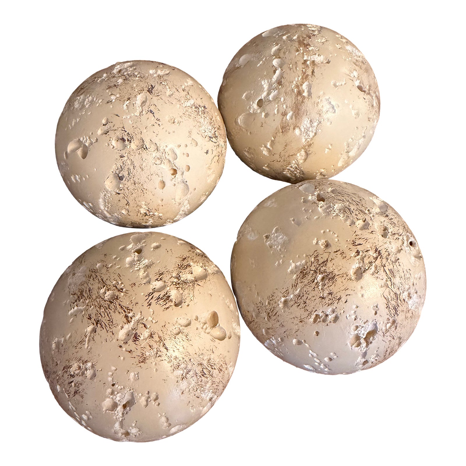 Set of 4 Jaru Cast Stone Textured Decorative Spheres | Chairish