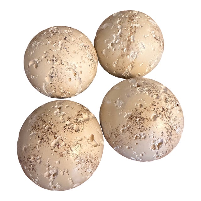 Set of 4 Jaru Cast Stone Textured Decorative Spheres For Sale