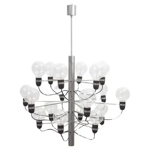 Large Mid-Century Chrome 2097/18 Chandelier attributed to Gino Sarfatti for Flos, 1980 For Sale - Image 10 of 10