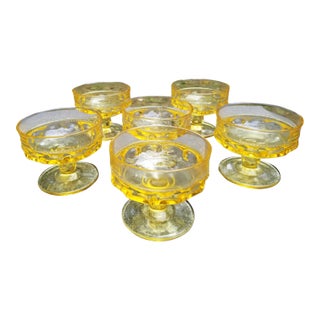 1960s Mid-Century Indiana Glass Light Amber Sherbert or Coupe Glasses - Set of 6 For Sale