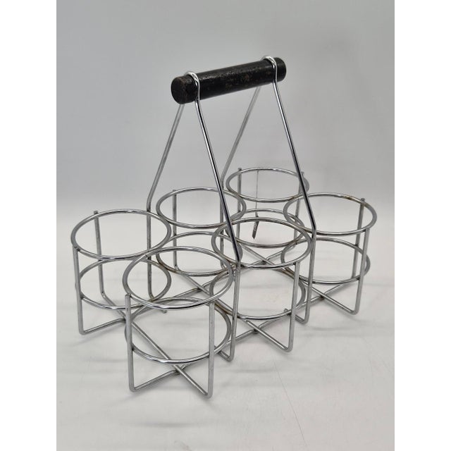 Vintage 6-Bottle Rack in Chrome-Plated Steel and Wood from Zack, 1980s For Sale - Image 6 of 11