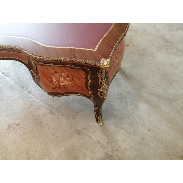 Italian Rosewood Writing Desk With Leather Top For Sale - Image 3 of 5