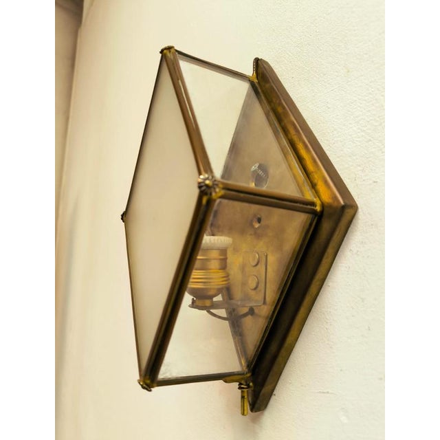 Vintage Brass Lantern with Glass, 1960s For Sale - Image 12 of 18