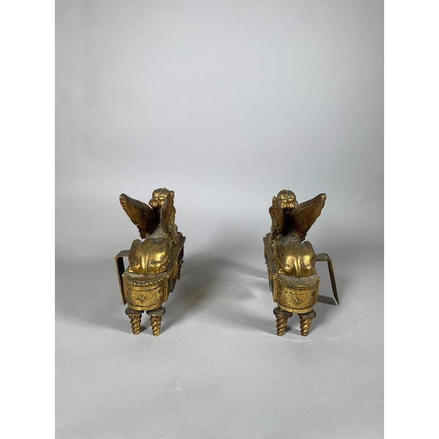 Pair of andirons with sphinxes from the Directoire period, 18th century, attributed to Thomire For Sale - Image 9 of 9
