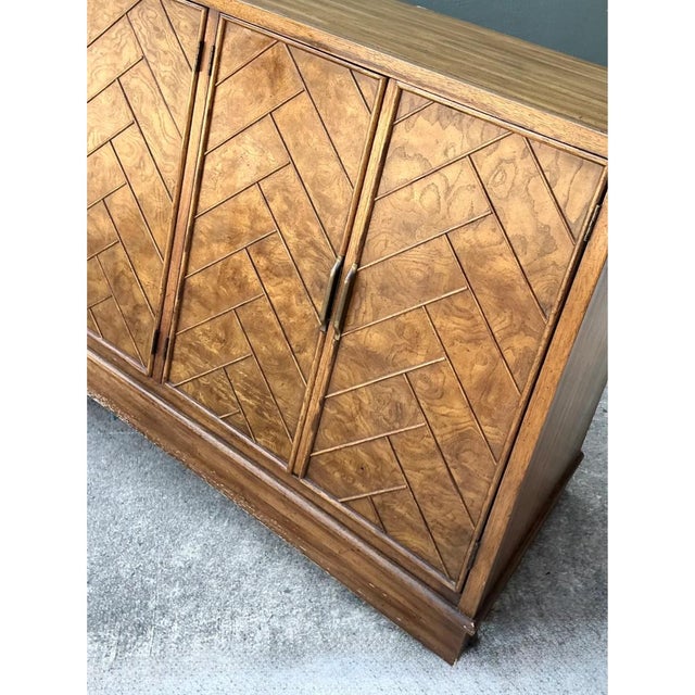 Vintage American of Martinsville Chevron Wood Credenza For Sale In West Palm - Image 6 of 13