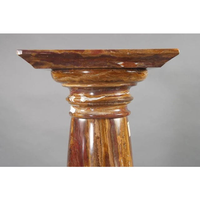 20th century quality marble pillar/column in neoclassical style Square plinth with balustrade pillar base. Far protruding,...