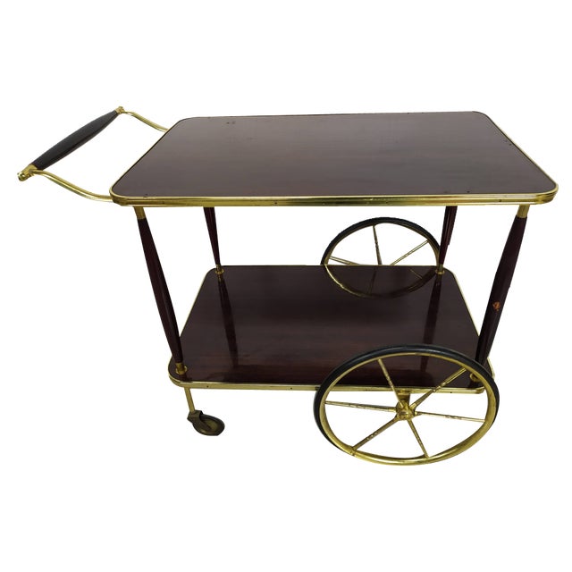 Vintage Brass Service Trolley, 1950s For Sale
