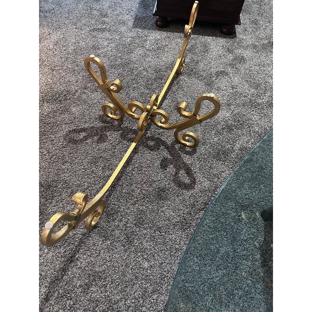 Vintage Hollywood Regency Gold Gilt Wrought Iron Coffee Cocktail Table Exquisitely Large For Sale In San Francisco - Image 6 of 13