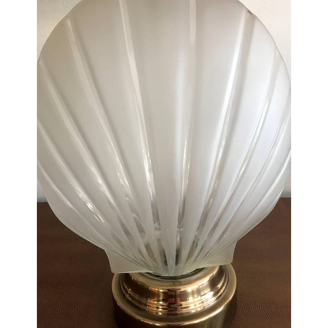 Pair of Shell Form Glass Table Lamps For Sale - Image 4 of 8