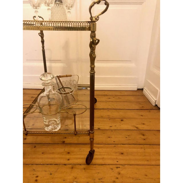 Neoclassical Tea Trolley in Brass with Angel Figurines, 1950s For Sale - Image 10 of 15
