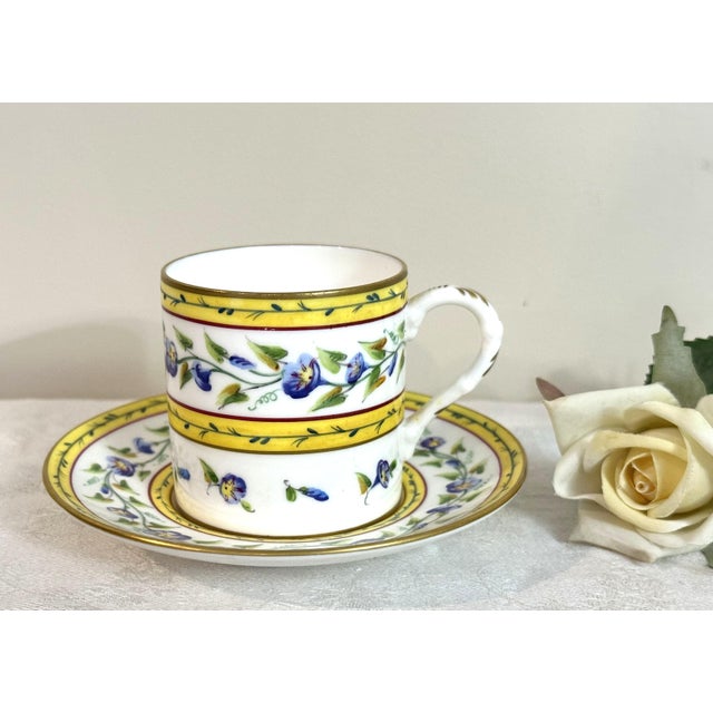 French Provincial 1980s Tiffany & Co. Le Tallec Morning Glory Demitasse Cup & Saucer For Sale - Image 3 of 11