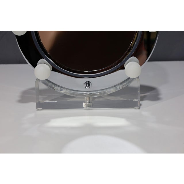 Mid-Century Modern Charles Hollis Jones Lucite and Chrome Makeup Mirror With Magnifying Feature For Sale - Image 3 of 9