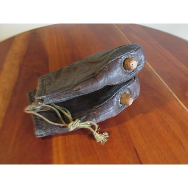 Antique 1930s Custom Made Leather Thumbless Boxing Gloves With Wooden Inserts For Sale - Image 10 of 13