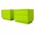A striking pair of 1980s postmodern nightstands featuring softly rounded corners, bold sculptural frames, and a vibrant...