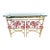 Brass & Glass Console With Pair of Upholstered Benches Stools 3 Pc For Sale