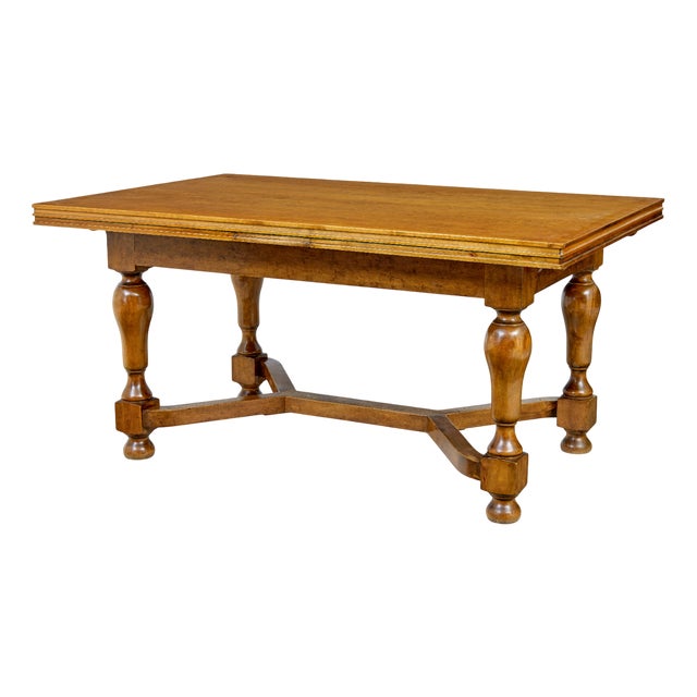 Early 20th Century Birch Extending Dining Table, 1920s For Sale