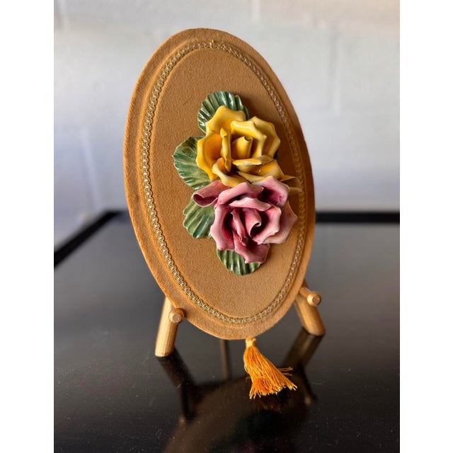 Art Nouveau Vintage Italian Capodimonte Style Porcelain Flower Wall Plaque - Sold Separately For Sale - Image 3 of 6