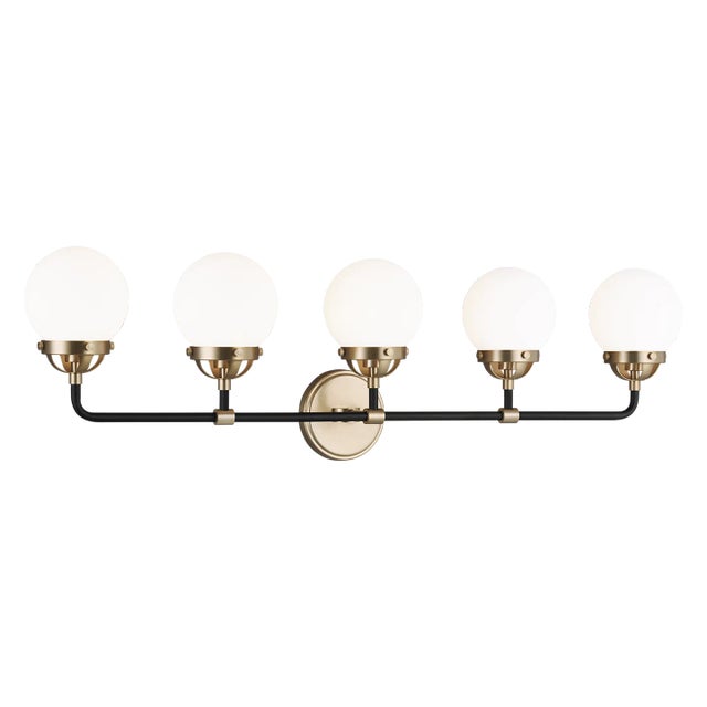Transitional Ian Fowler By Visual Comfort Studio Cafe 5-Light Bath Vanity Sconce in Satin Brass For Sale - Image 3 of 3