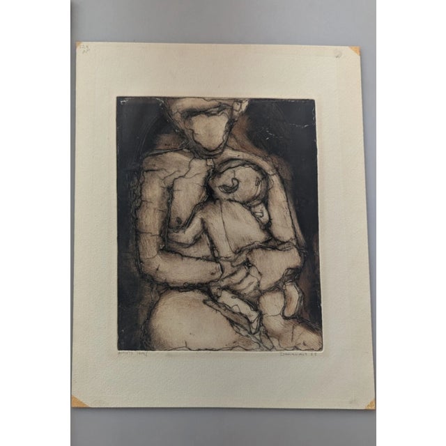 Mid-Century Modern 1965 Joseph Demarais "Mother and Child" Etching. Signed, "Artists Proof" Edition For Sale - Image 3 of 15