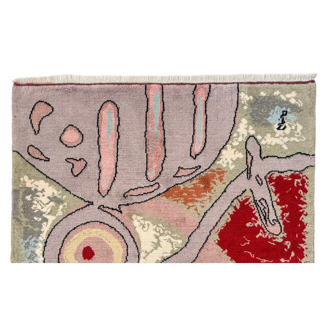 Vintage French Gobelin Mid-Century Joan Miro Art “Woman and Birds” Area Rug 3′7″ X 5′8″ For Sale - Image 14 of 18