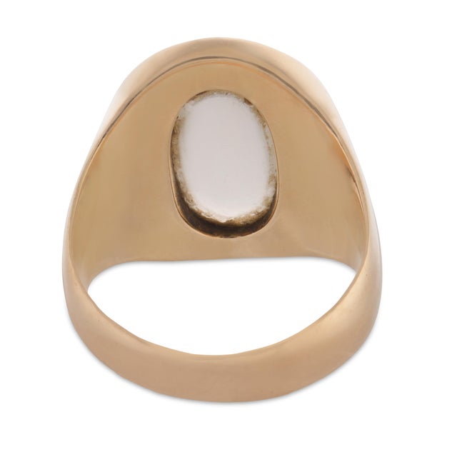 Early 20th Century Victorian Moonstone 14k Yellow Gold Signet Ring, Size 4.75 For Sale In Los Angeles - Image 6 of 6
