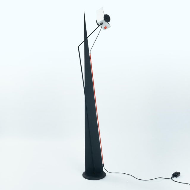 Incredible sculptural high postmodern uplighter metal floor lamp by neukro-menden. the head can be either turned to the...
