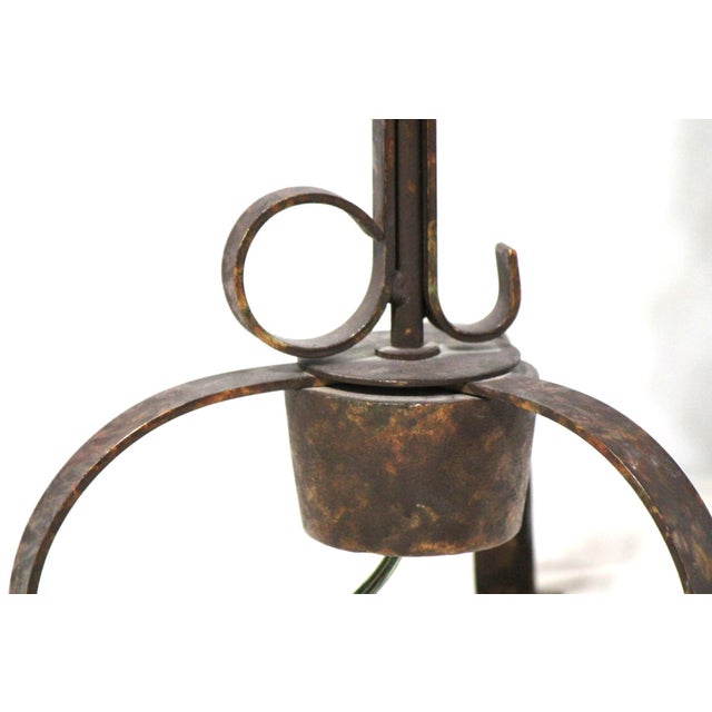 Vintage Jg Rempp Hand-Forged Wrought Iron Lamp Signed For Sale - Image 4 of 8