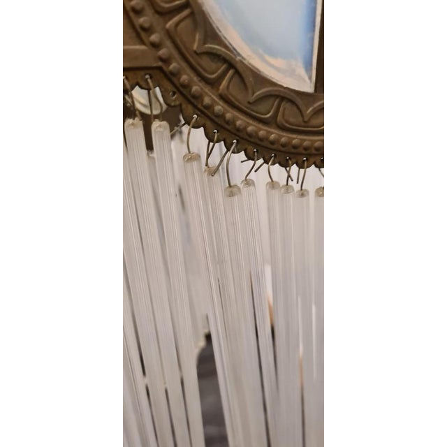 Art Deco Bronze and Glass Chandelier For Sale - Image 11 of 14